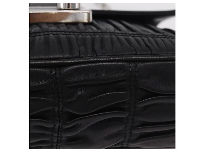 PRADA Chain Shoulder Bag Leather Black Silver Auth mr3021 Silvery - view 6