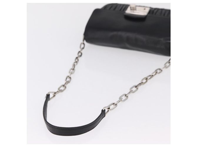 PRADA Chain Shoulder Bag Leather Black Silver Auth mr3021 Silvery - view 8