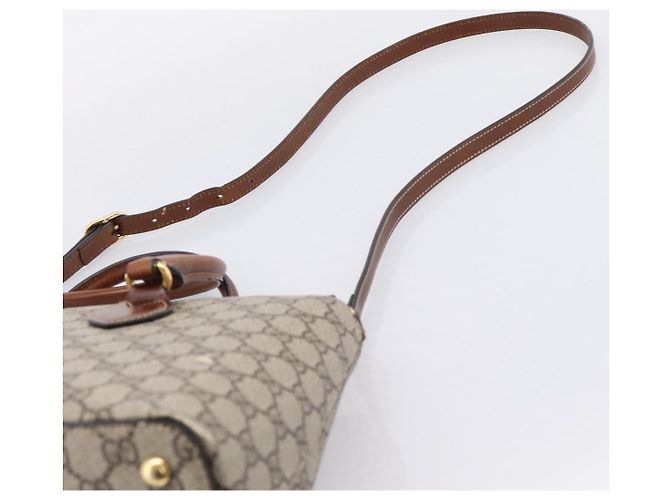 Borsa a Mano GUCCI GG Supreme PVC 2way Beige Tono Oro 409534 Auth gh2344 - vista 10