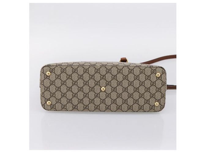 Borsa a Mano GUCCI GG Supreme PVC 2way Beige Tono Oro 409534 Auth gh2344 - vista 11
