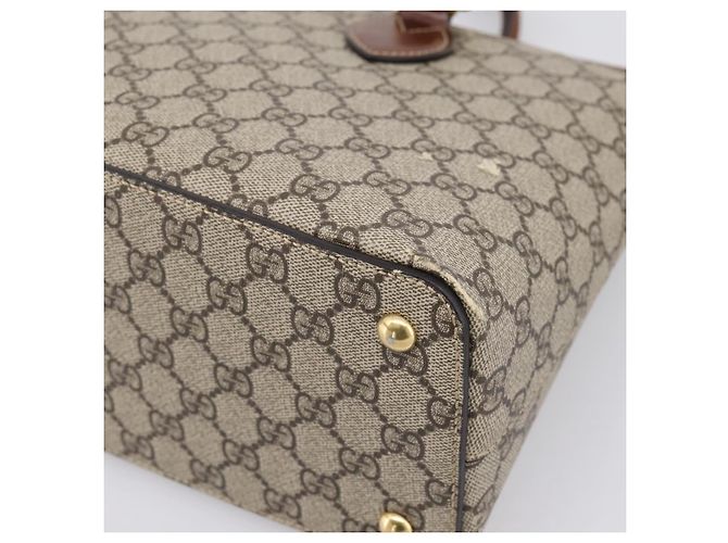 Borsa a Mano GUCCI GG Supreme PVC 2way Beige Tono Oro 409534 Auth gh2344 - vista 12
