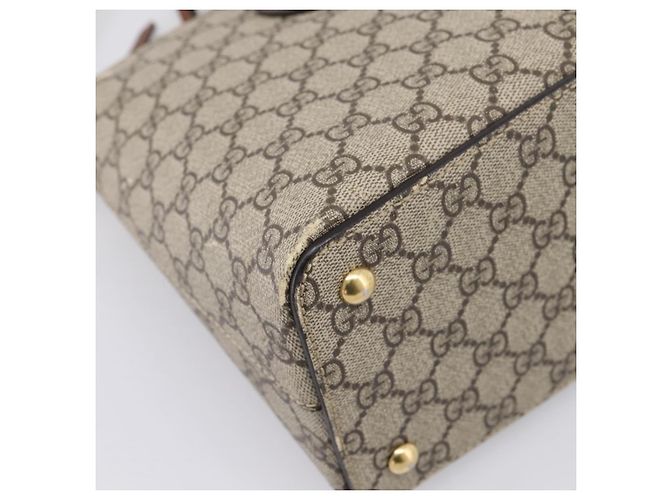 Borsa a Mano GUCCI GG Supreme PVC 2way Beige Tono Oro 409534 Auth gh2344 - vista 13