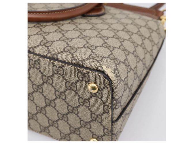 Borsa a Mano GUCCI GG Supreme PVC 2way Beige Tono Oro 409534 Auth gh2344 - vista 14