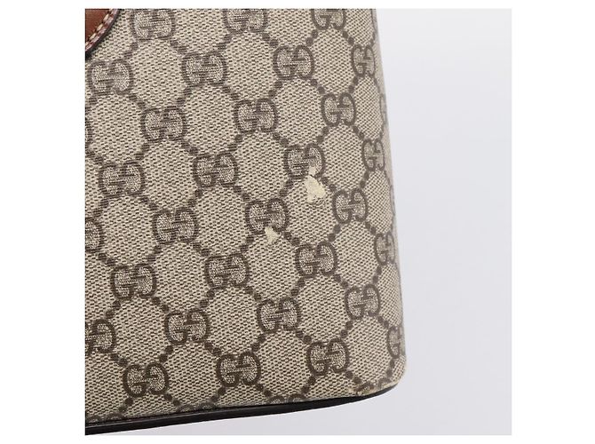Borsa a Mano GUCCI GG Supreme PVC 2way Beige Tono Oro 409534 Auth gh2344 - vista 16