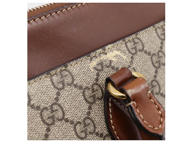 Borsa a Mano GUCCI GG Supreme PVC 2way Beige Tono Oro 409534 Auth gh2344 - vista 17