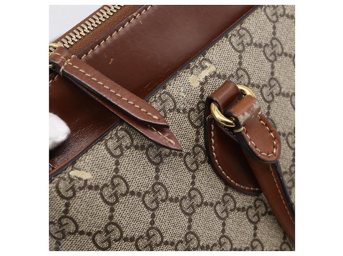 Borsa a Mano GUCCI GG Supreme PVC 2way Beige Tono Oro 409534 Auth gh2344 - vista 18