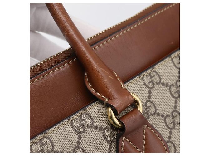 Borsa a Mano GUCCI GG Supreme PVC 2way Beige Tono Oro 409534 Auth gh2344 - vista 19