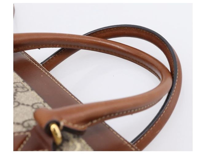 Borsa a Mano GUCCI GG Supreme PVC 2way Beige Tono Oro 409534 Auth gh2344 - vista 8