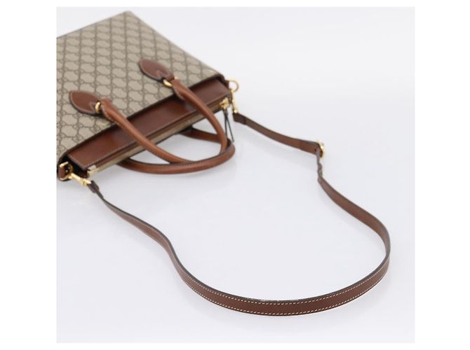 Borsa a Mano GUCCI GG Supreme PVC 2way Beige Tono Oro 409534 Auth gh2344 - vista 9