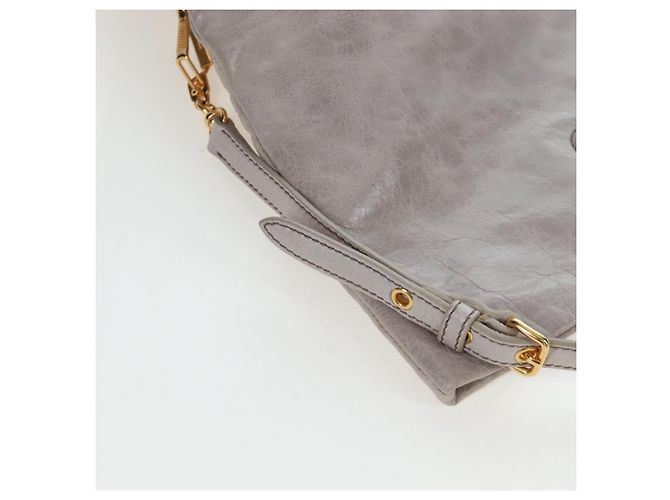 Borsa a tracolla Miu Miu Vitellolux Gray Gold Auth 205975V Marrone D'oro - vista 10