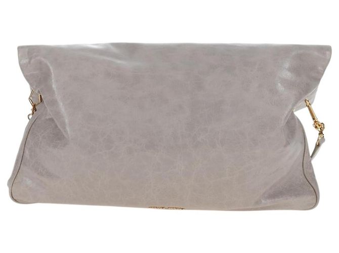Borsa a tracolla Miu Miu Vitellolux Gray Gold Auth 205975V Marrone D'oro - vista 13
