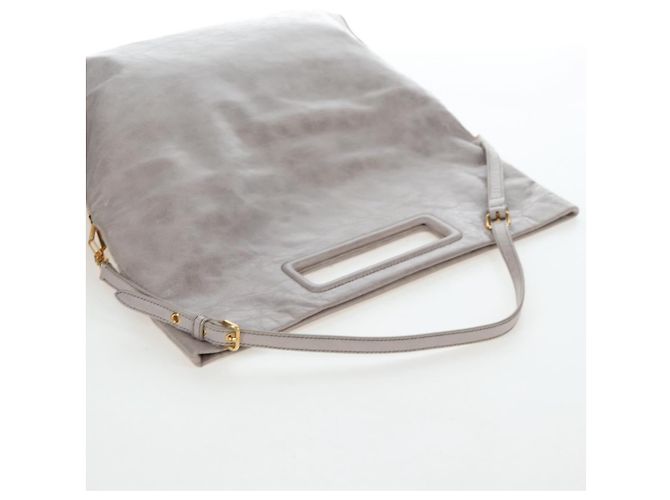 Borsa a tracolla Miu Miu Vitellolux Gray Gold Auth 205975V Marrone D'oro - vista 15