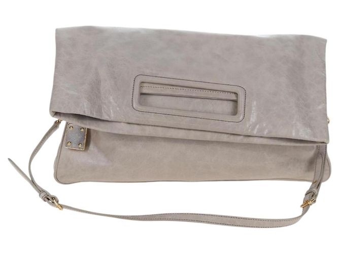 Borsa a tracolla Miu Miu Vitellolux Gray Gold Auth 205975V Marrone D'oro - vista 2