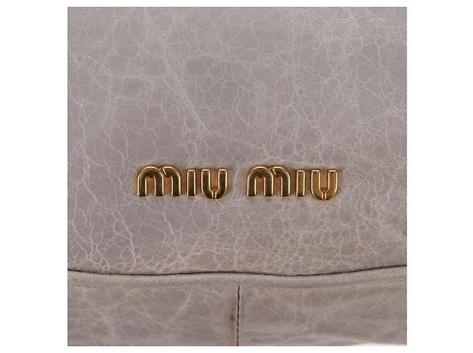 Borsa a tracolla Miu Miu Vitellolux Gray Gold Auth 205975V Marrone D'oro - vista 21
