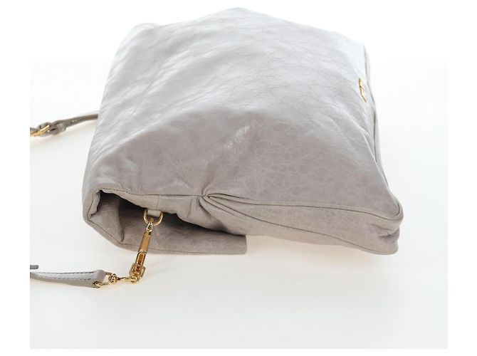 Borsa a tracolla Miu Miu Vitellolux Gray Gold Auth 205975V Marrone D'oro - vista 3