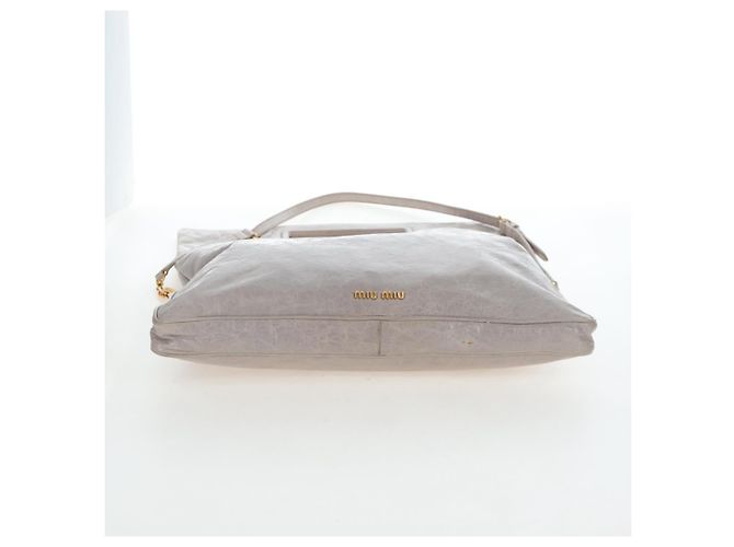 Borsa a tracolla Miu Miu Vitellolux Gray Gold Auth 205975V Marrone D'oro - vista 5