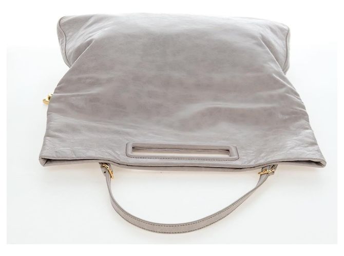 Borsa a tracolla Miu Miu Vitellolux Gray Gold Auth 205975V Marrone D'oro - vista 7