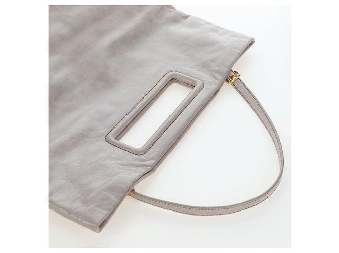 Borsa a tracolla Miu Miu Vitellolux Gray Gold Auth 205975V Marrone D'oro - vista 8