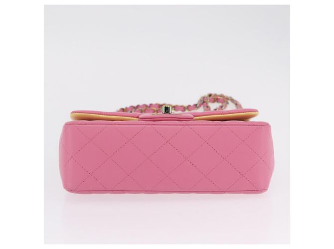 Borsa a tracolla CHANEL Mini Matelasse 20 con catena in pelle d'agnello Pink Gold CC Auth LN219SAM Rosa D'oro - vista 10