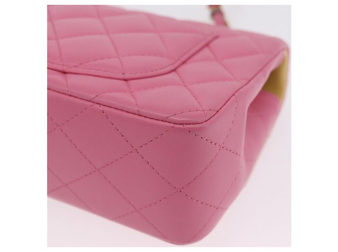 Borsa a tracolla CHANEL Mini Matelasse 20 con catena in pelle d'agnello Pink Gold CC Auth LN219SAM Rosa D'oro - vista 14