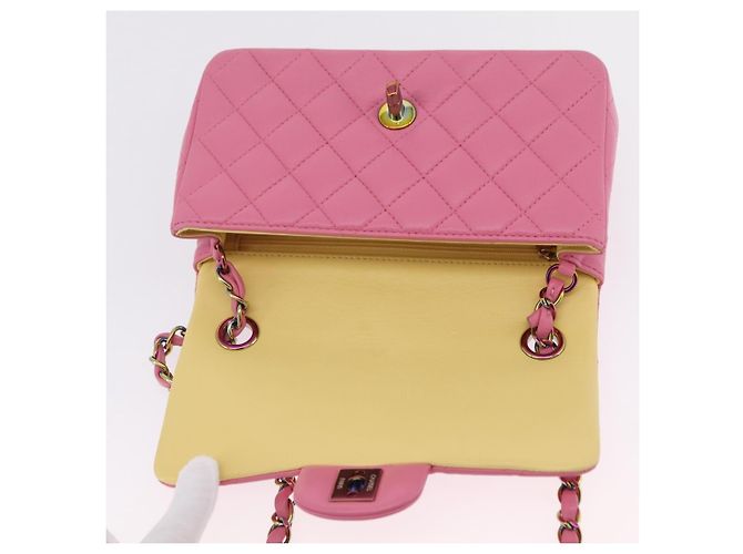 Borsa a tracolla CHANEL Mini Matelasse 20 con catena in pelle d'agnello Pink Gold CC Auth LN219SAM Rosa D'oro - vista 16