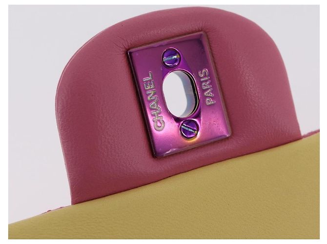Borsa a tracolla CHANEL Mini Matelasse 20 con catena in pelle d'agnello Pink Gold CC Auth LN219SAM Rosa D'oro - vista 19