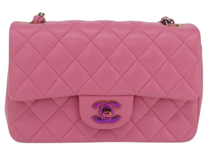 Borsa a tracolla CHANEL Mini Matelasse 20 con catena in pelle d'agnello Pink Gold CC Auth LN219SAM Rosa D'oro - vista 2
