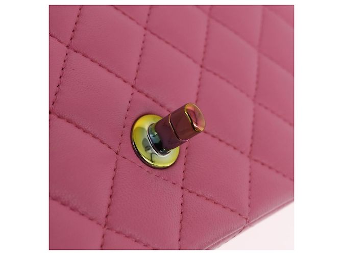 Borsa a tracolla CHANEL Mini Matelasse 20 con catena in pelle d'agnello Pink Gold CC Auth LN219SAM Rosa D'oro - vista 20