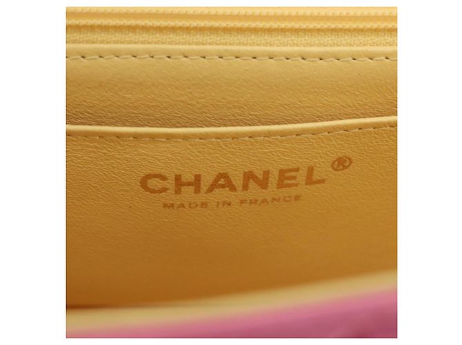 Borsa a tracolla CHANEL Mini Matelasse 20 con catena in pelle d'agnello Pink Gold CC Auth LN219SAM Rosa D'oro - vista 21