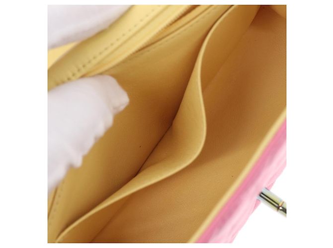 Borsa a tracolla CHANEL Mini Matelasse 20 con catena in pelle d'agnello Pink Gold CC Auth LN219SAM Rosa D'oro - vista 27