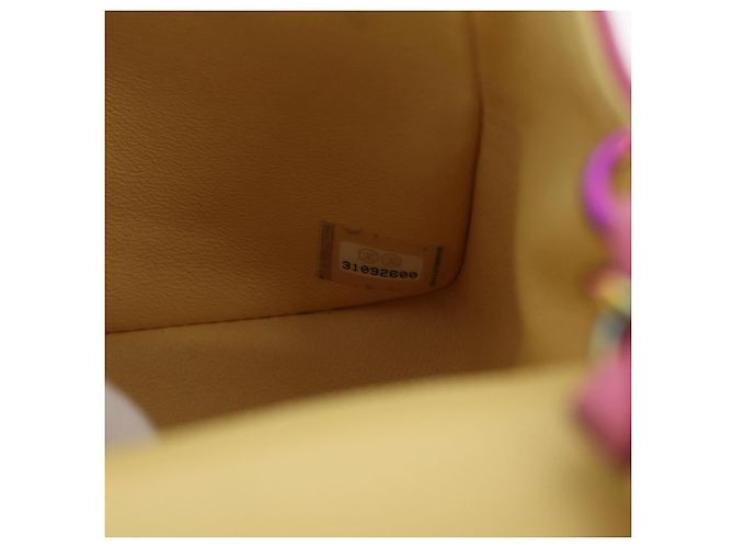Borsa a tracolla CHANEL Mini Matelasse 20 con catena in pelle d'agnello Pink Gold CC Auth LN219SAM Rosa D'oro - vista 29