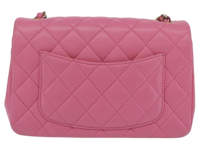 Borsa a tracolla CHANEL Mini Matelasse 20 con catena in pelle d'agnello Pink Gold CC Auth LN219SAM Rosa D'oro - vista 3