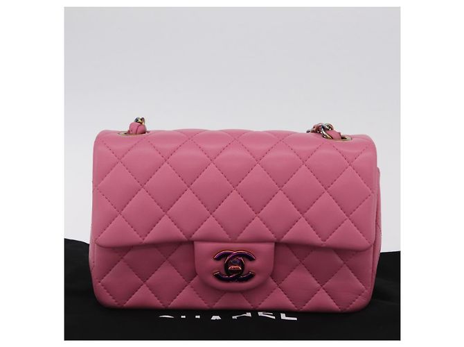 Borsa a tracolla CHANEL Mini Matelasse 20 con catena in pelle d'agnello Pink Gold CC Auth LN219SAM Rosa D'oro - vista 32