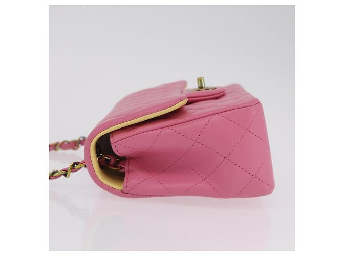 Borsa a tracolla CHANEL Mini Matelasse 20 con catena in pelle d'agnello Pink Gold CC Auth LN219SAM Rosa D'oro - vista 5