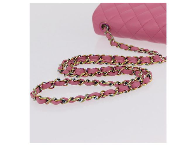 Borsa a tracolla CHANEL Mini Matelasse 20 con catena in pelle d'agnello Pink Gold CC Auth LN219SAM Rosa D'oro - vista 7