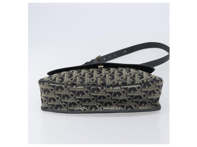 Borsa a tracolla Christian Dior Trotter Canvas Nero Oro Auth 206120V D'oro - vista 10