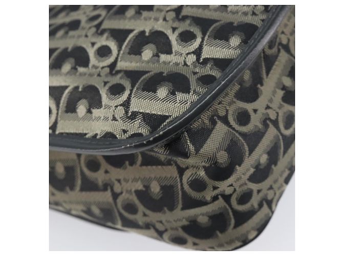 Borsa a tracolla Christian Dior Trotter Canvas Nero Oro Auth 206120V D'oro - vista 14