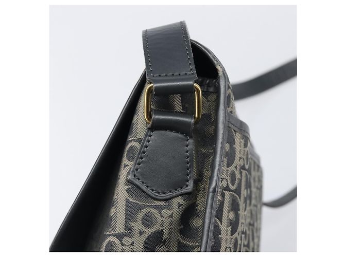 Borsa a tracolla Christian Dior Trotter Canvas Nero Oro Auth 206120V D'oro - vista 15