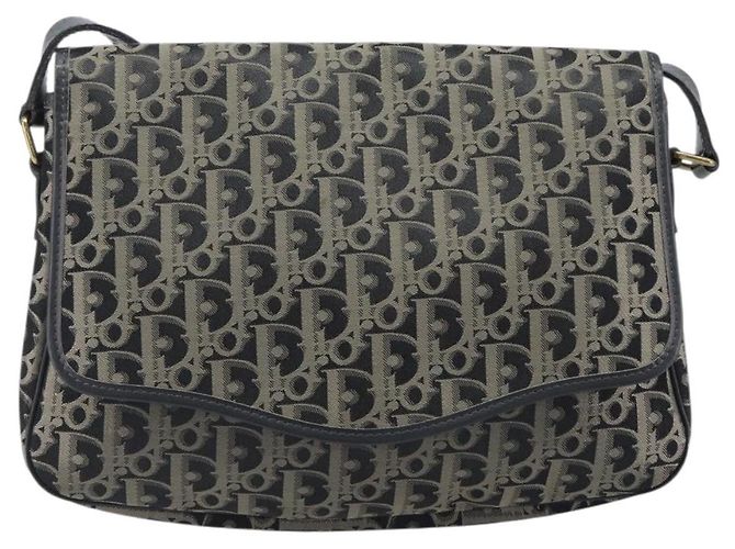 Borsa a tracolla Christian Dior Trotter Canvas Nero Oro Auth 206120V D'oro - vista 2