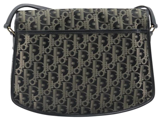 Borsa a tracolla Christian Dior Trotter Canvas Nero Oro Auth 206120V D'oro - vista 3