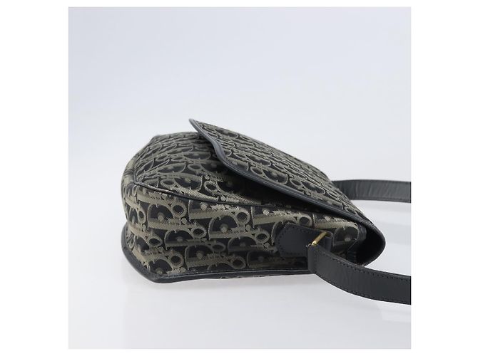 Borsa a tracolla Christian Dior Trotter Canvas Nero Oro Auth 206120V D'oro - vista 4