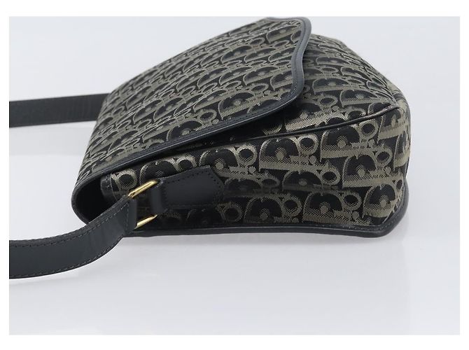 Borsa a tracolla Christian Dior Trotter Canvas Nero Oro Auth 206120V D'oro - vista 5