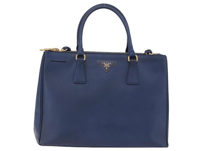 Borsa PRADA Galleria Saffiano 2way Blue Gold Auth 203895A D'oro - vista 13