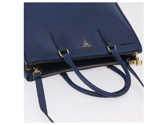 Borsa PRADA Galleria Saffiano 2way Blue Gold Auth 203895A D'oro - vista 14
