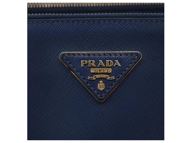 Borsa PRADA Galleria Saffiano 2way Blue Gold Auth 203895A D'oro - vista 22