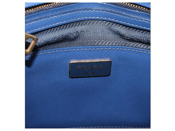 Borsa PRADA Galleria Saffiano 2way Blue Gold Auth 203895A D'oro - vista 23