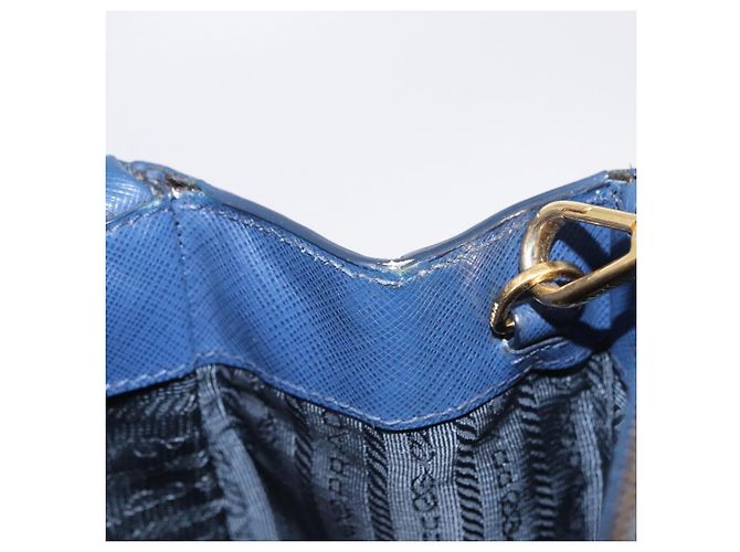Borsa PRADA Galleria Saffiano 2way Blue Gold Auth 203895A D'oro - vista 25