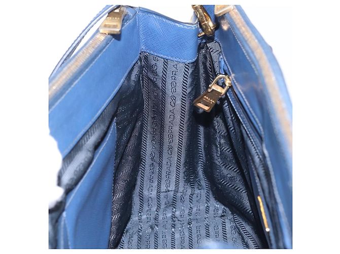 Borsa PRADA Galleria Saffiano 2way Blue Gold Auth 203895A D'oro - vista 26