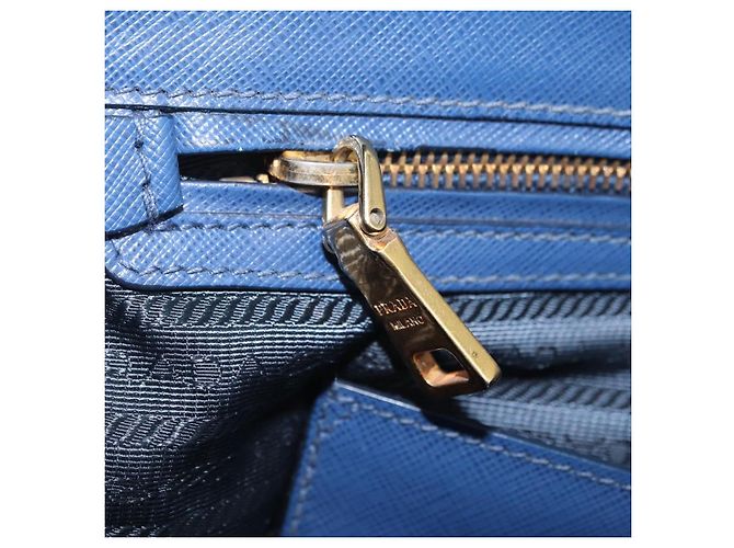 Borsa PRADA Galleria Saffiano 2way Blue Gold Auth 203895A D'oro - vista 27