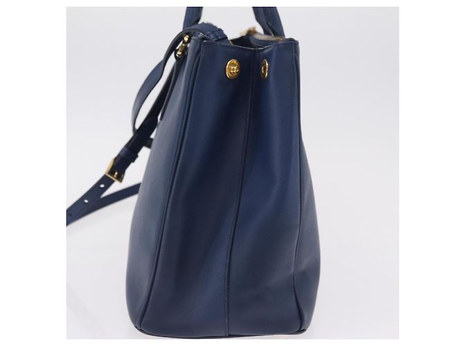 Borsa PRADA Galleria Saffiano 2way Blue Gold Auth 203895A D'oro - vista 3